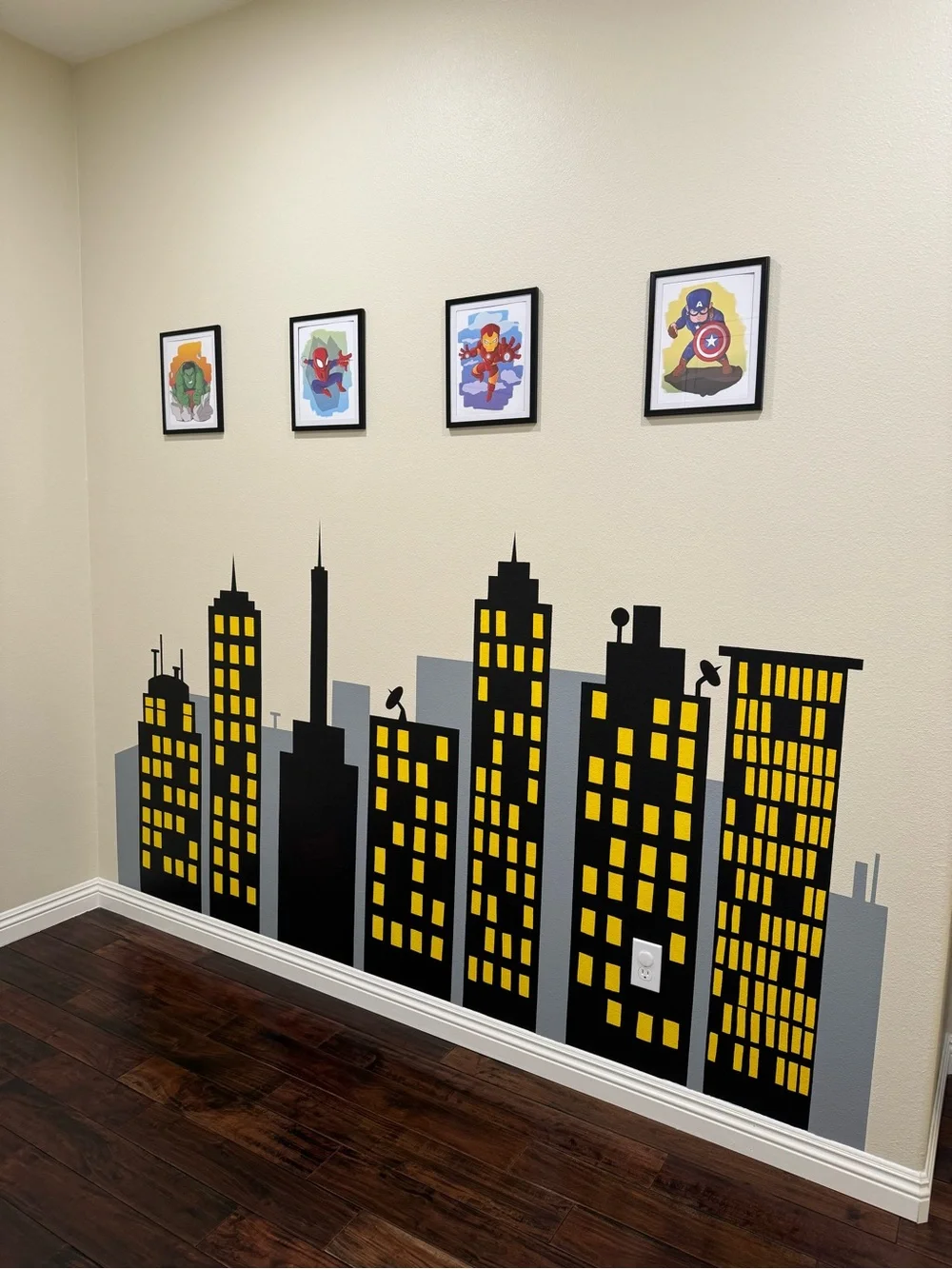 Marvel Superhero Kids Wall Art Se - Spider-Man, Captain America, Hulk, Iron Man.